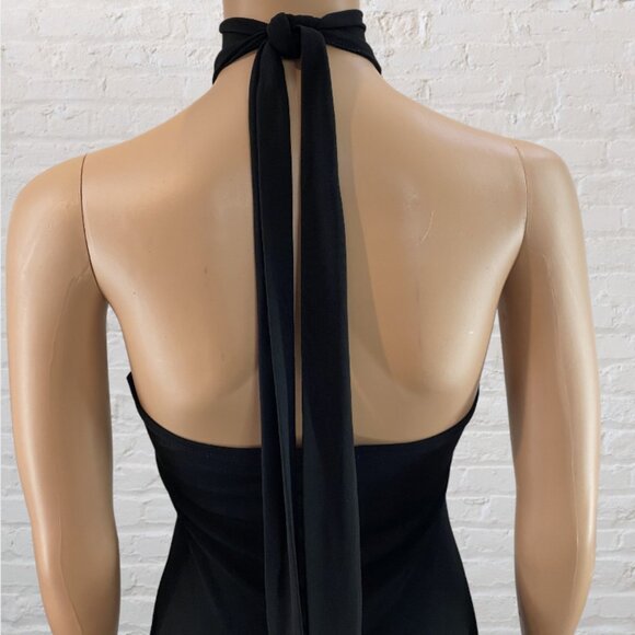 VINTAGE BODY CENTRAL -- Black Cocktail Dress, Knee-Length w/Strappy Halter Neck - Picture 8 of 16
